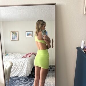 Beginning Boutique Open-Back Bodycon Dress Green